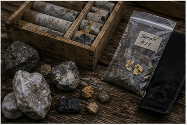 Mining samples / core / gold visual reference