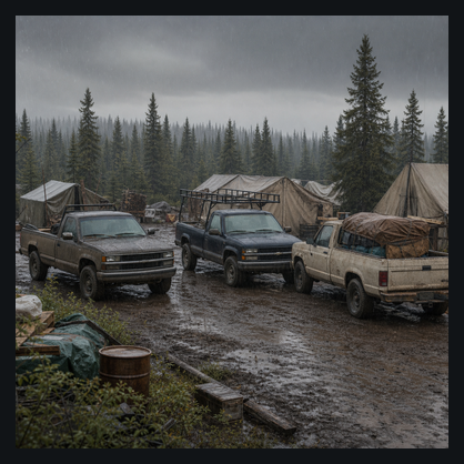 Camp trucks working visual reference